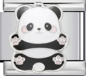 Charm Italiano Panda Esmaltado Plateado — vista 2