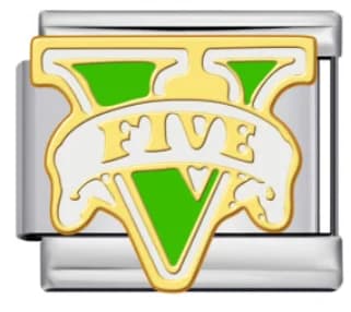 Charm Italiano Logo V Five Verde Plateado — vista 2