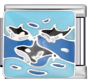 Charm Italiano Orcas Esmaltado Plateado — vista 2