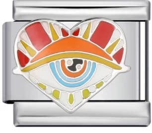 Charm Italiano Corazón Ojo Turco Esmaltado Plateado — vista 2