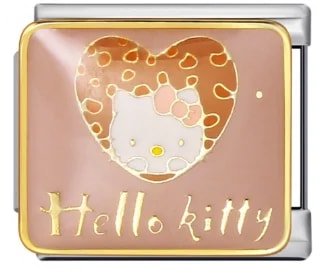 Charm Italiano Hello Kitty Corazón Rosa Dorado — vista 2