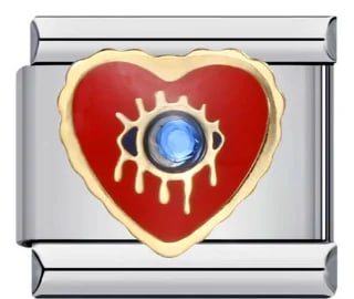 Charm Italiano Corazón Rojo Ojo Turco Plateado — vista 2