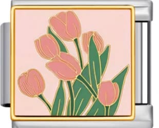 Charm Italiano Tulipanes Rosas Plateado — vista 2