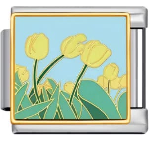 Charm Italiano Tulipanes Amarillos Plateado — vista 2