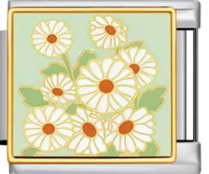 Charm Italiano Flores Margaritas Esmaltadas Dorado — vista 2