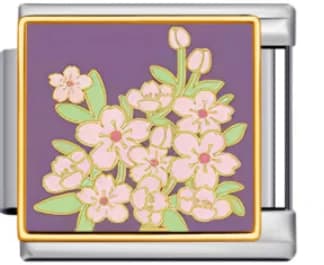Charm Italiano Flores Rosas Plateado — vista 2