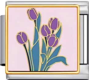 Charm Italiano Tulipanes Morados Plateado — vista 2