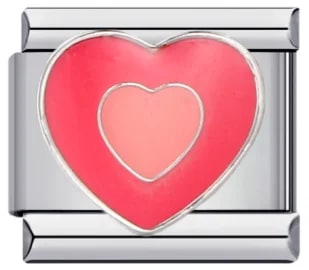 Charm Italiano Corazón Rosado Plateado — vista 2