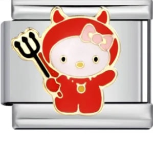 Charm Italiano Hello Kitty Diablo Rojo Plateado — vista 2