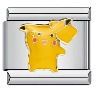 Charm Italiano Pikachu Esmaltado Plateado — vista 2
