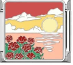 Charm Italiano Atardecer con Flores Plateado — vista 2