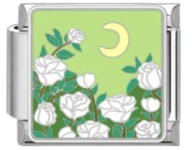 Charm Italiano Rosas y Luna Plateado — vista 2