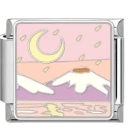 Charm Italiano Paisaje Lunar Esmaltado Plateado — vista 2