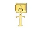 Charm Italiano Letra T Colgante Dorado — vista 2