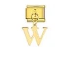 Charm Italiano Letra W Colgante Dorado — vista 2