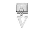 Charm Italiano Letra V Colgante Plateado — vista 2
