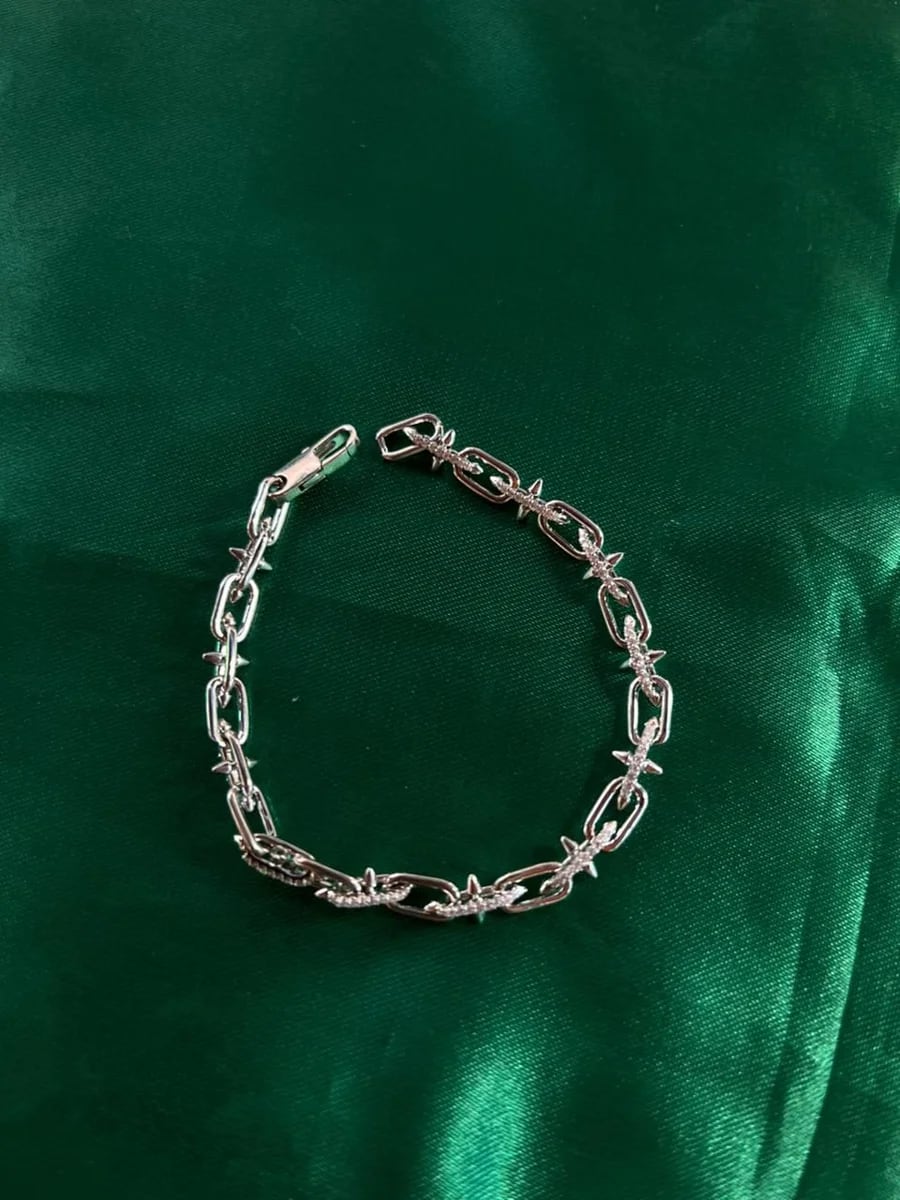 Pulsera Eslabones Largos Rectangulares en Chapa de Oro 18k — vista 5
