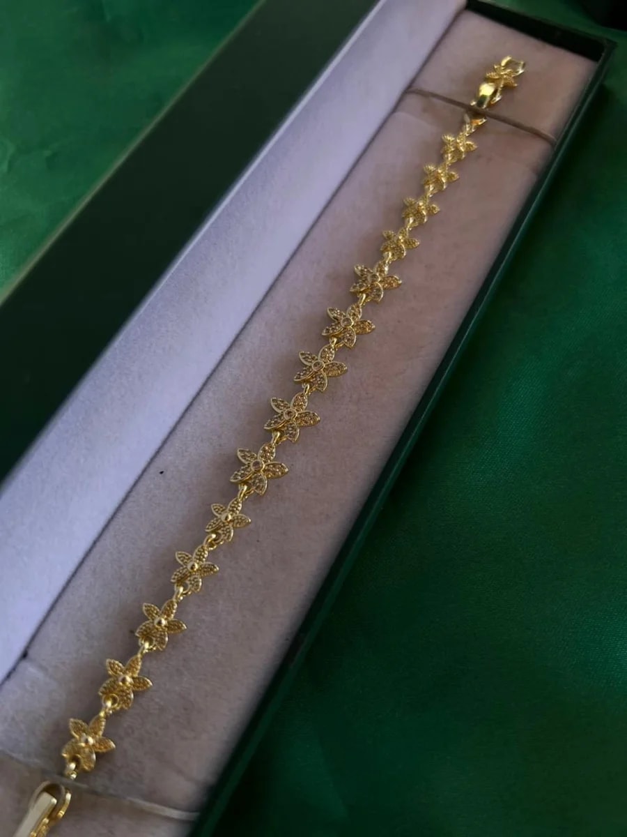 Pulsera de Flores Continuas en Chapa de Oro 18k — vista 2