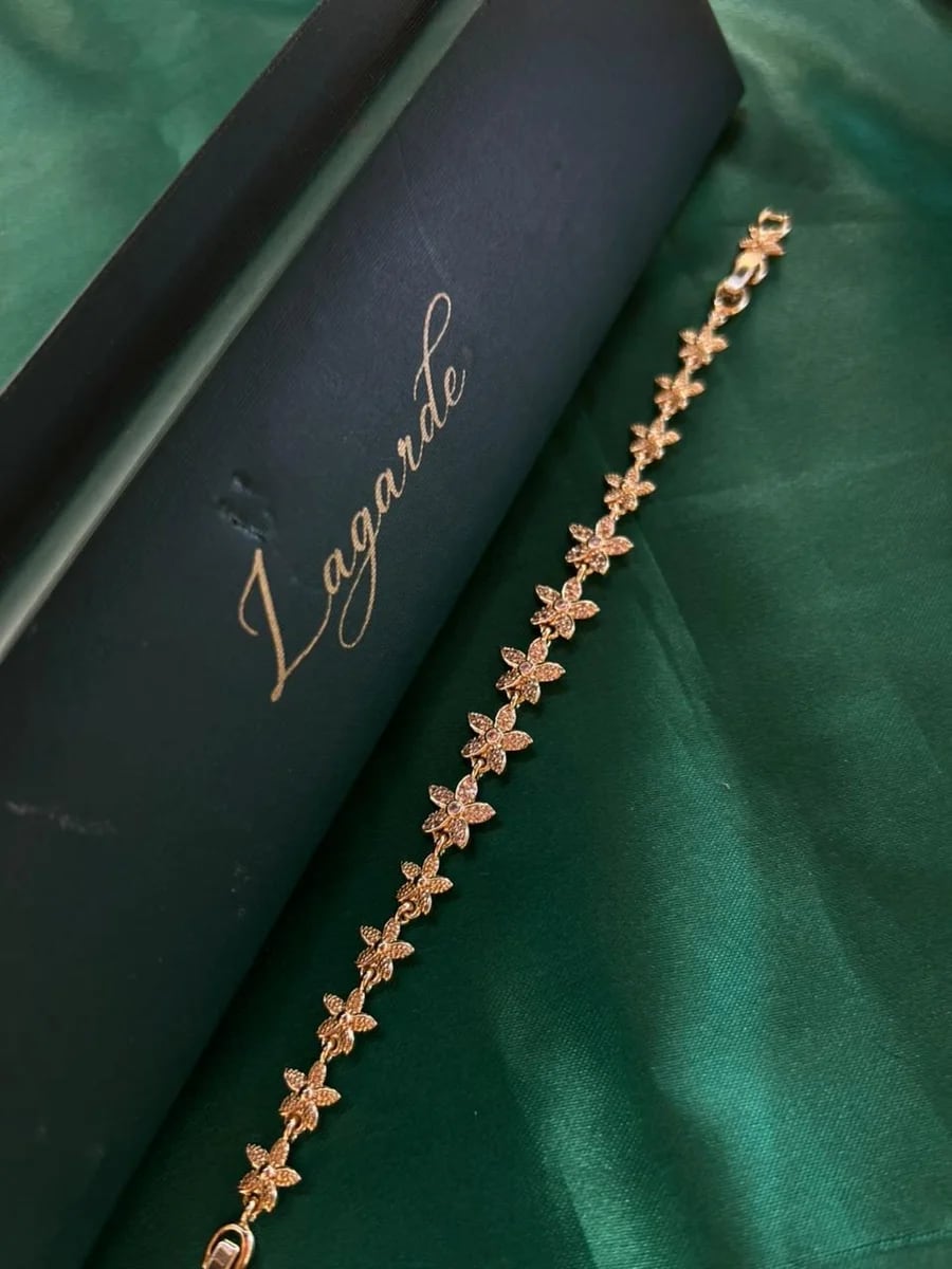 Pulsera de Flores Continuas en Chapa de Oro 18k — vista 3
