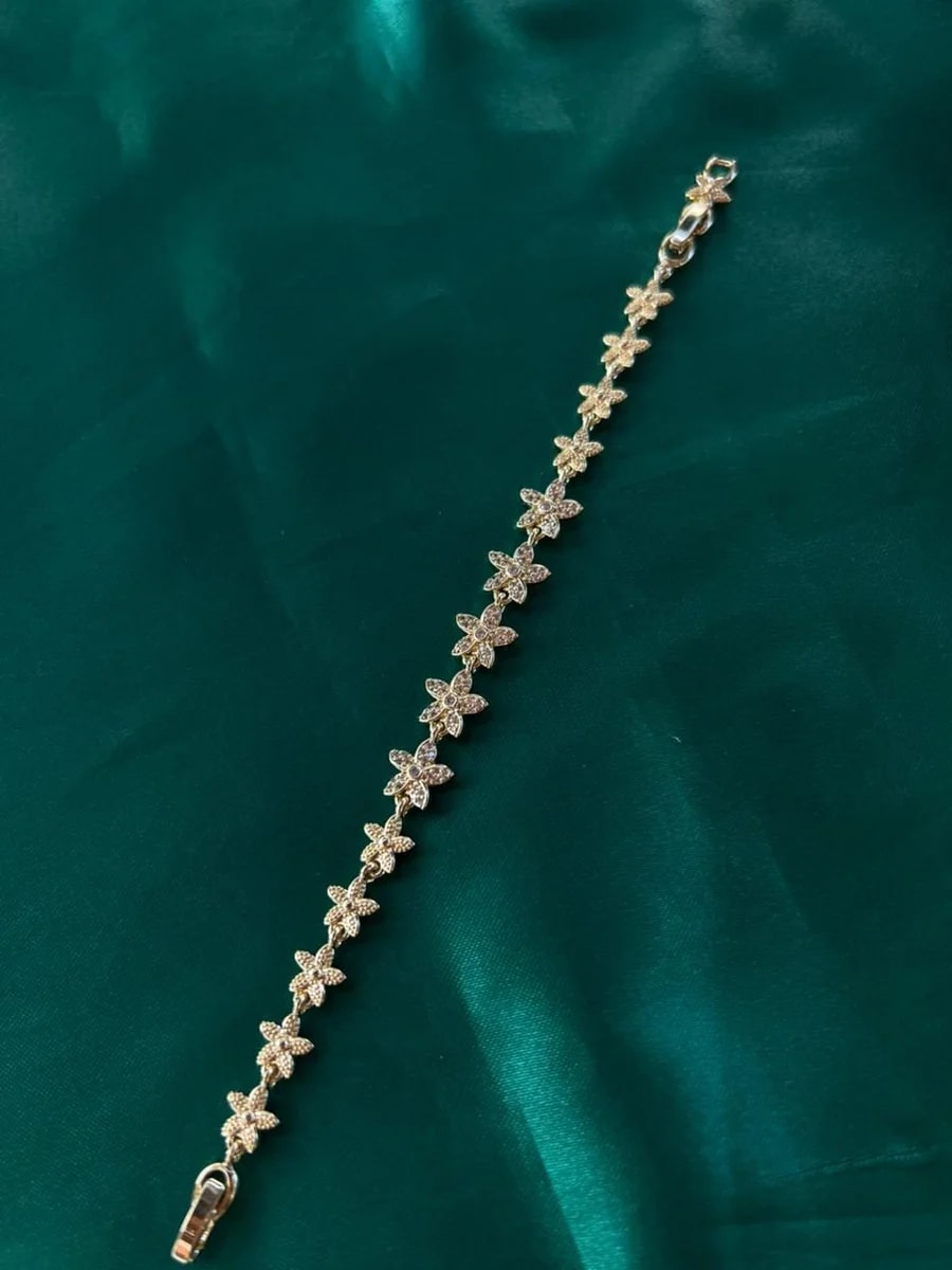 Pulsera de Flores Continuas en Chapa de Oro 18k — vista 4