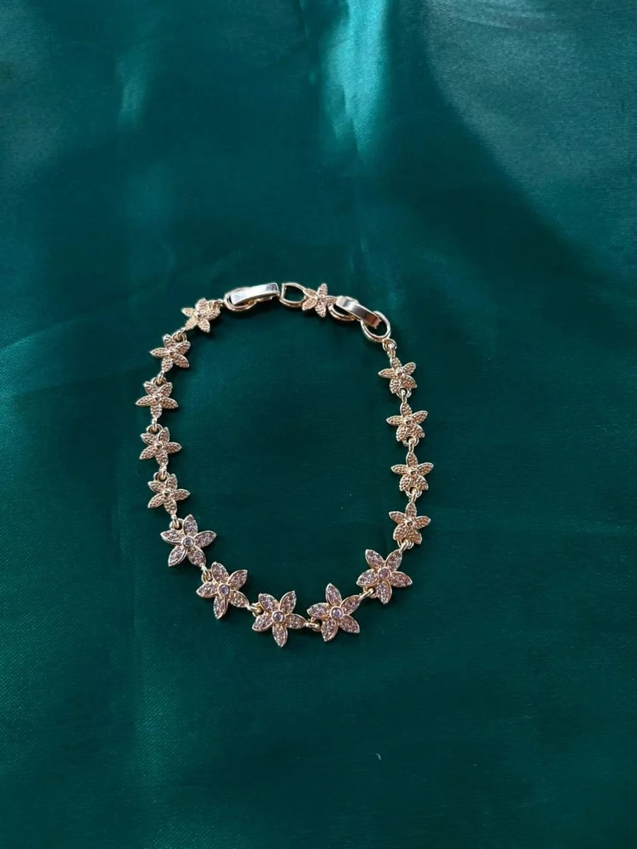 Pulsera de Flores Continuas en Chapa de Oro 18k — vista 5