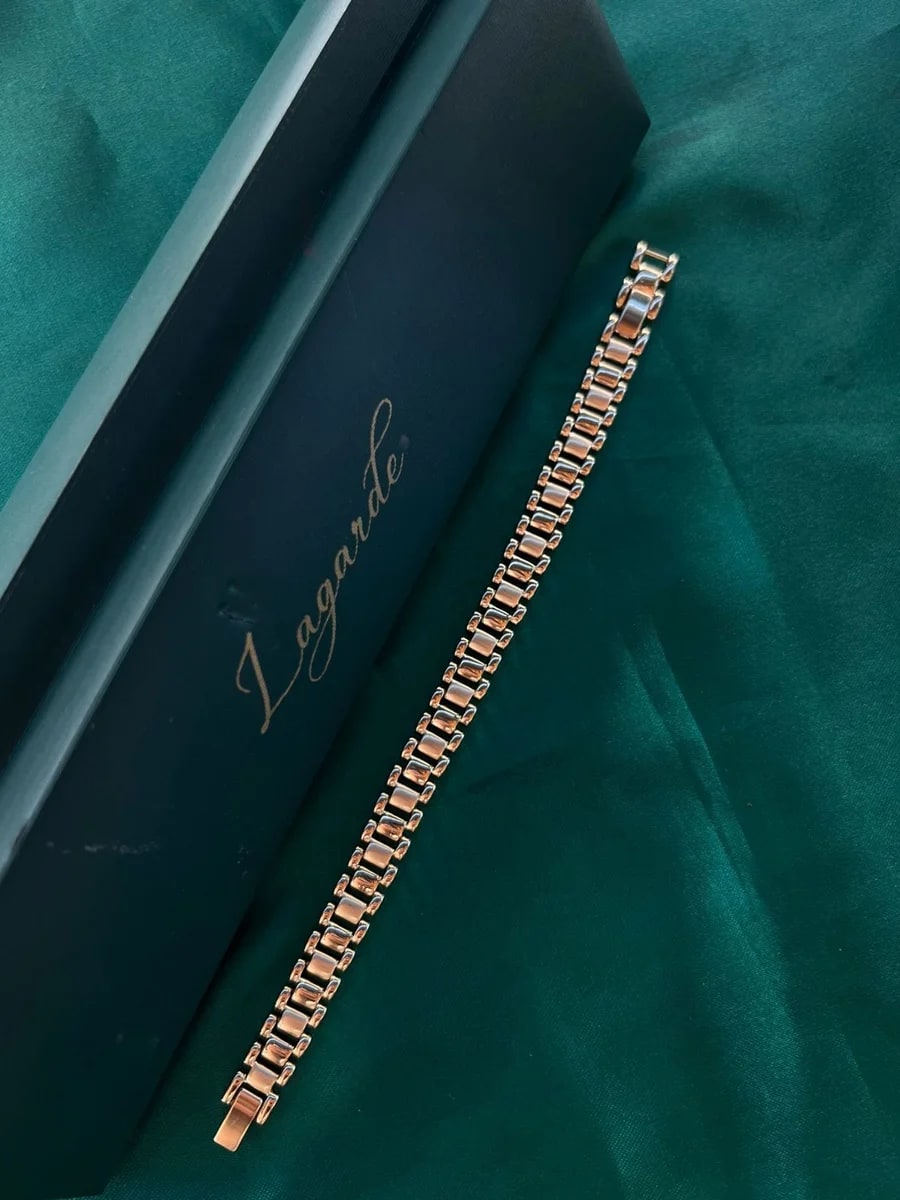 Pulsera Eslabones Estilo Reloj en Chapa de Oro 18k — vista 3