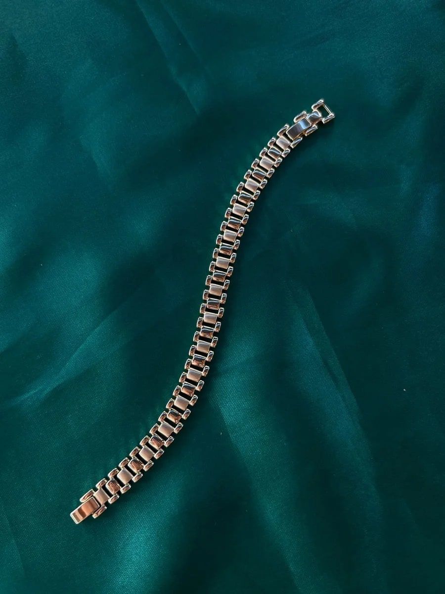 Pulsera Eslabones Estilo Reloj en Chapa de Oro 18k — vista 5