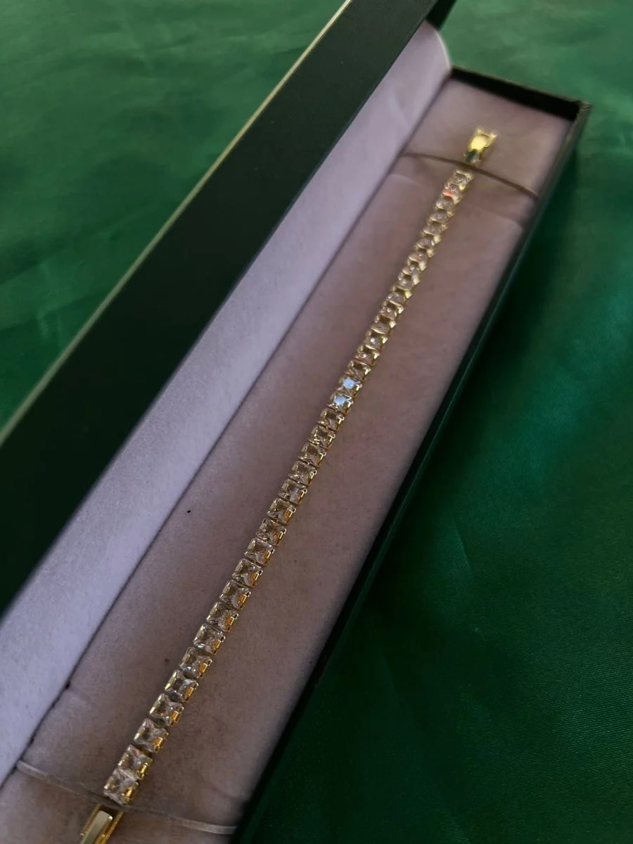 Pulsera Estilo Tennis de Piedra en Chapa de Oro 18k — vista 2