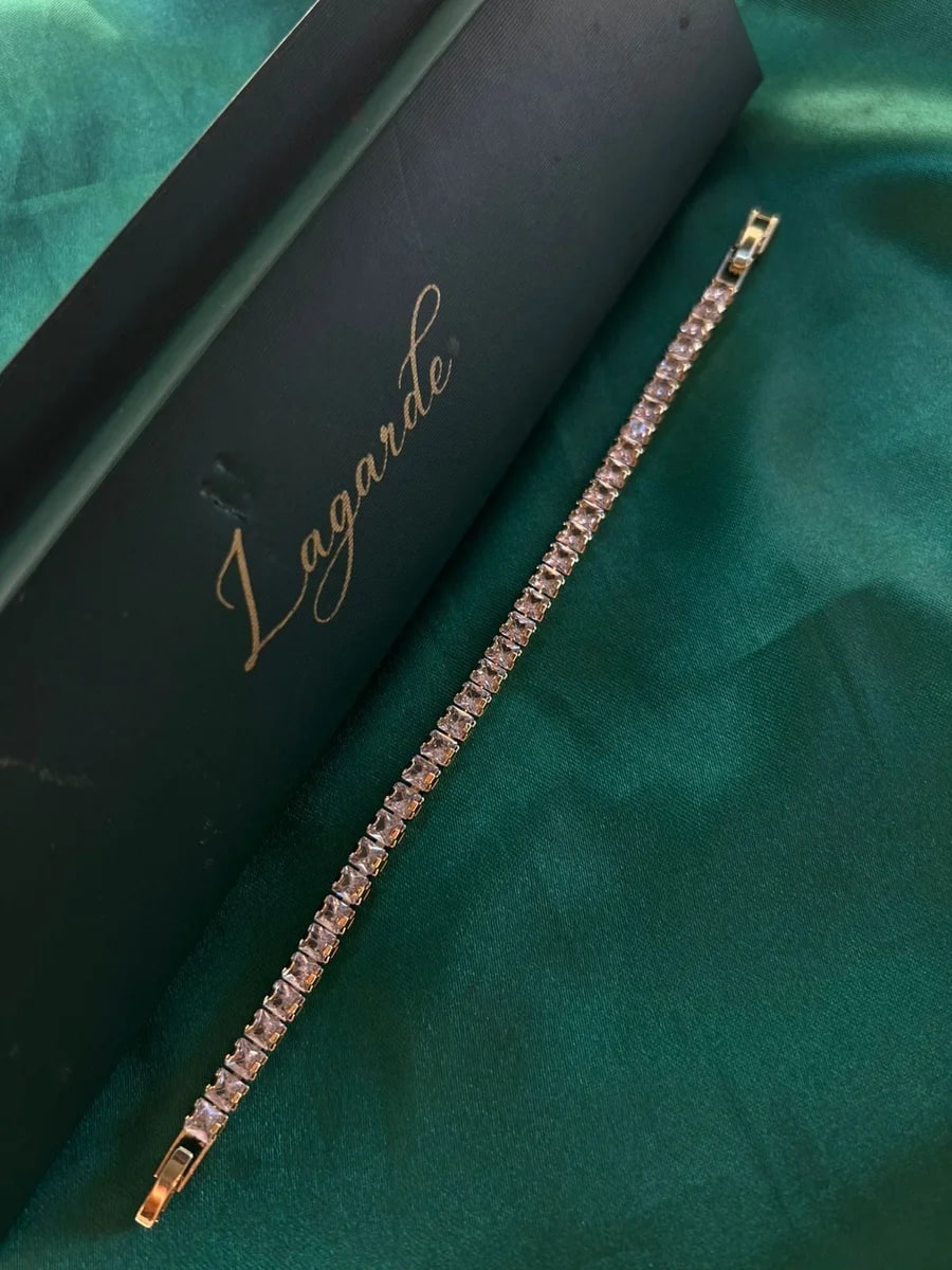 Pulsera Estilo Tennis de Piedra en Chapa de Oro 18k — vista 3