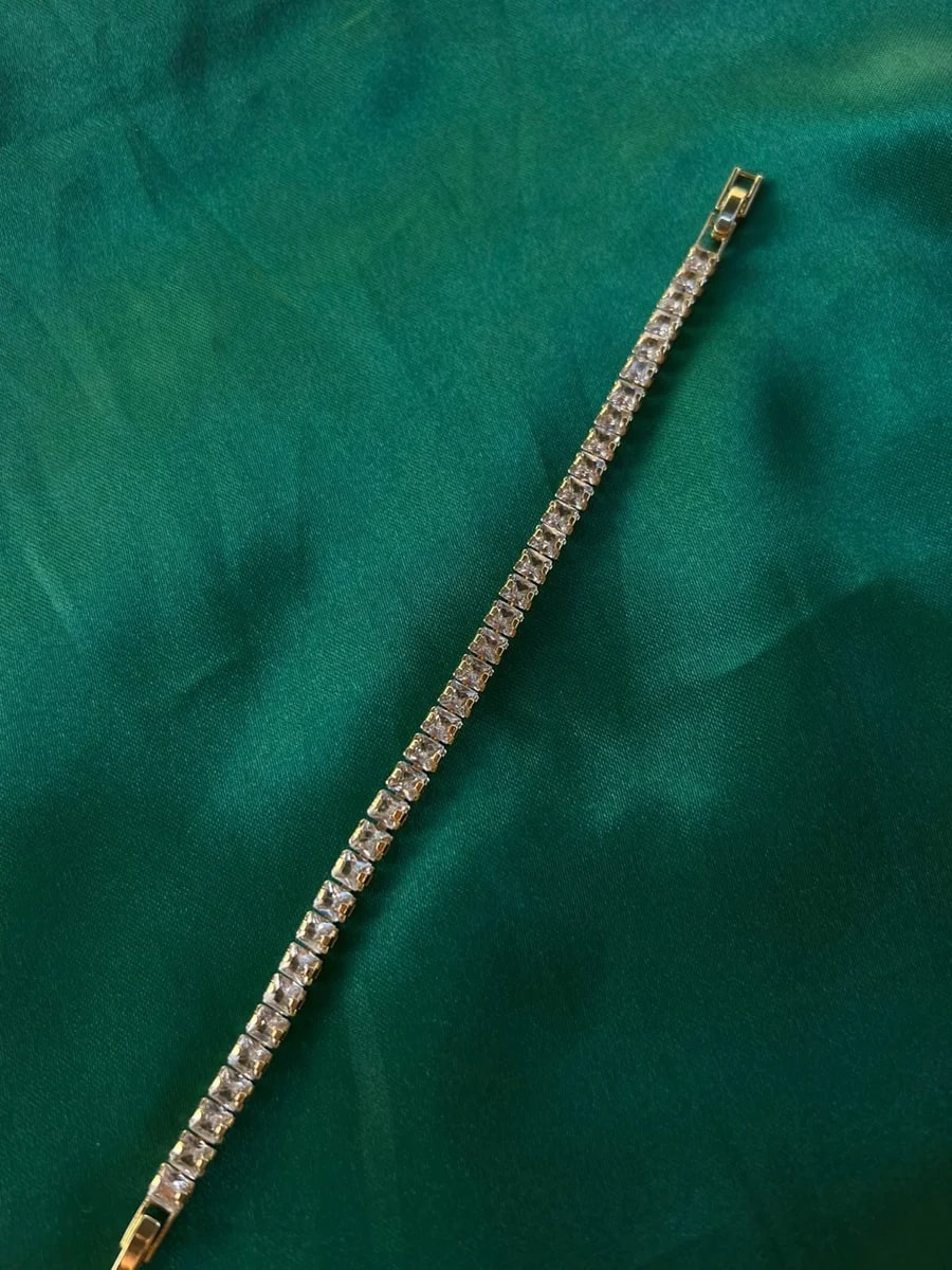 Pulsera Estilo Tennis de Piedra en Chapa de Oro 18k — vista 4