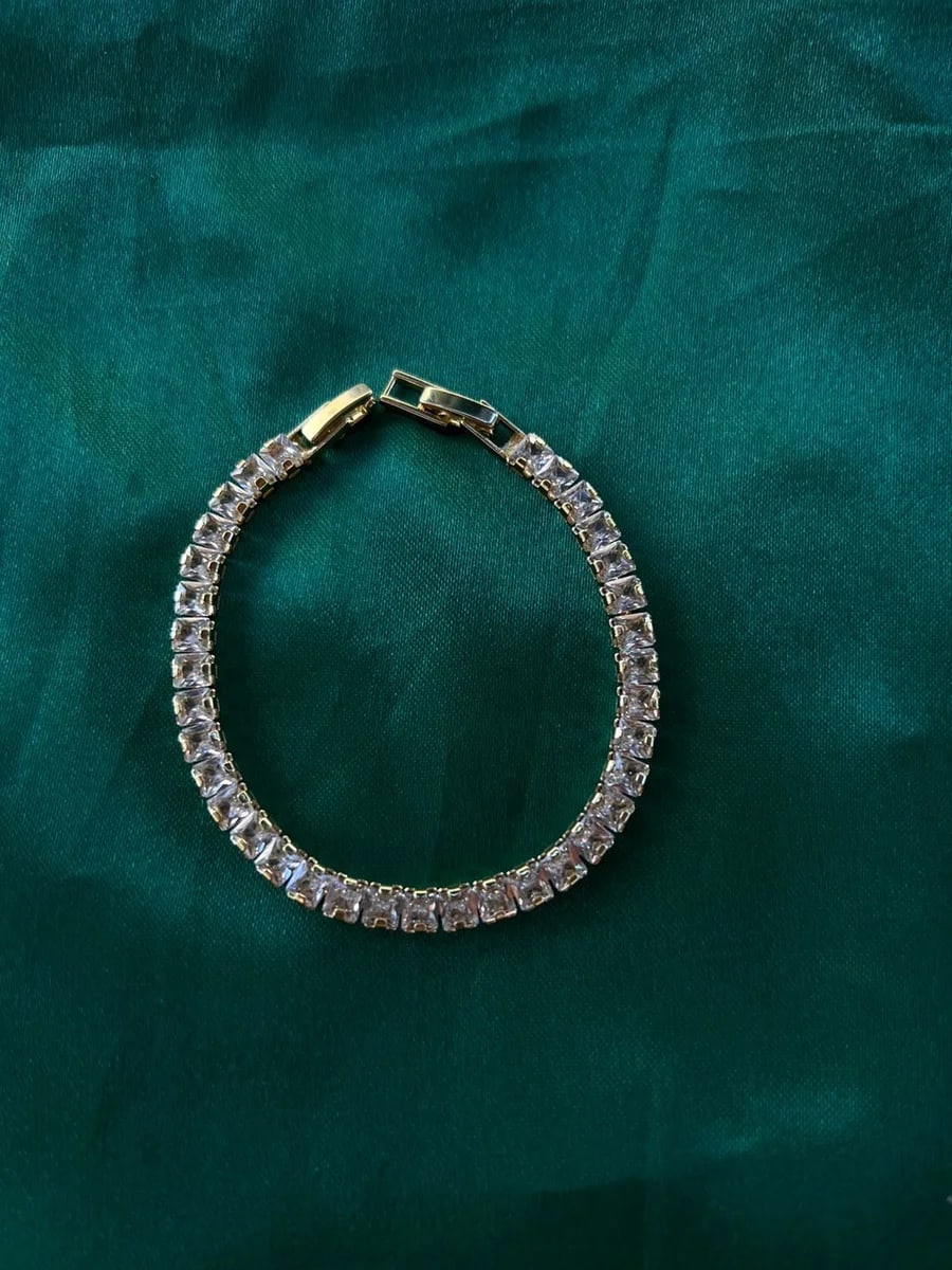 Pulsera Estilo Tennis de Piedra en Chapa de Oro 18k — vista 5