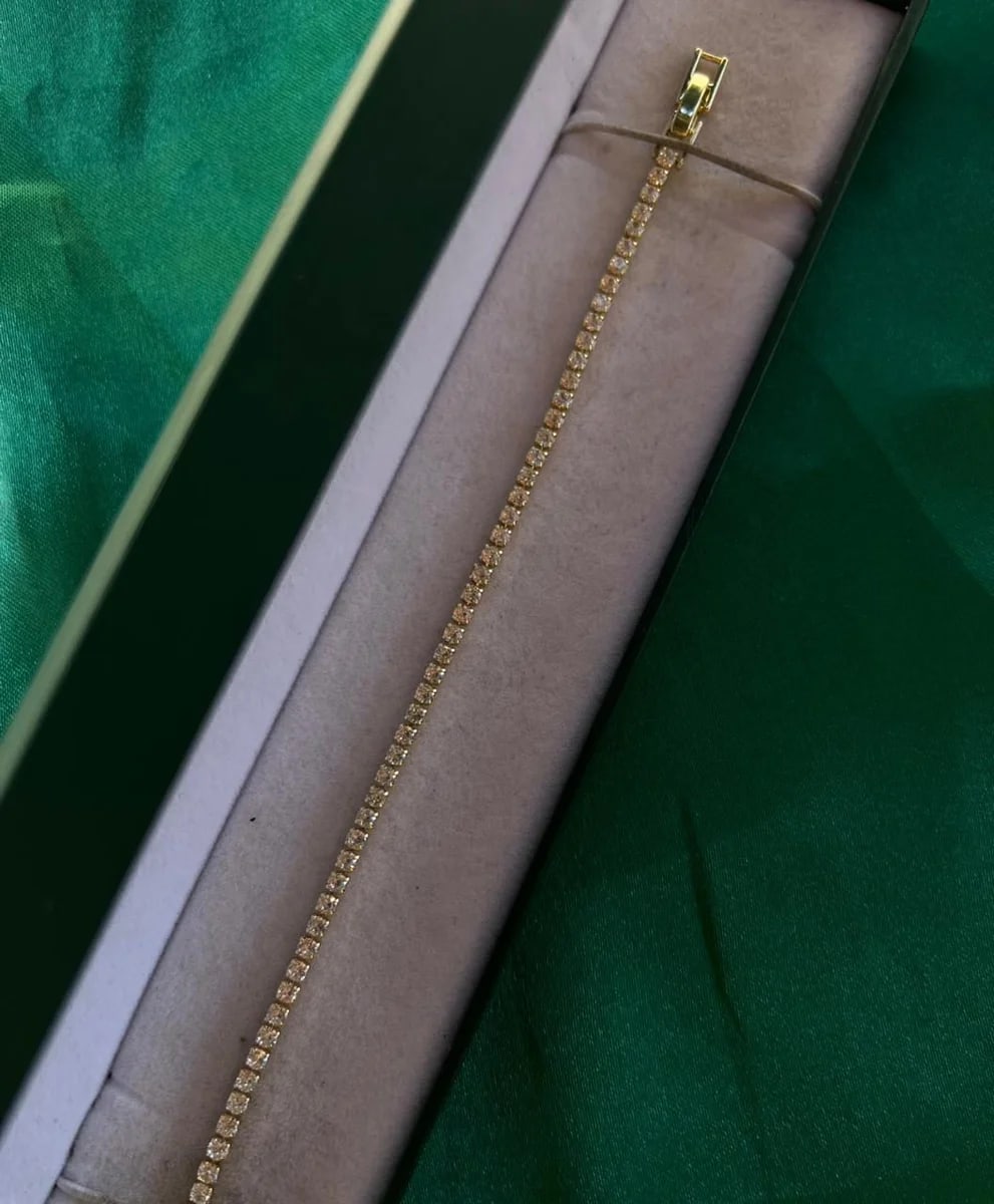 Pulsera Estilo Tennis de Piedra en Chapa de Oro 18k — vista 2