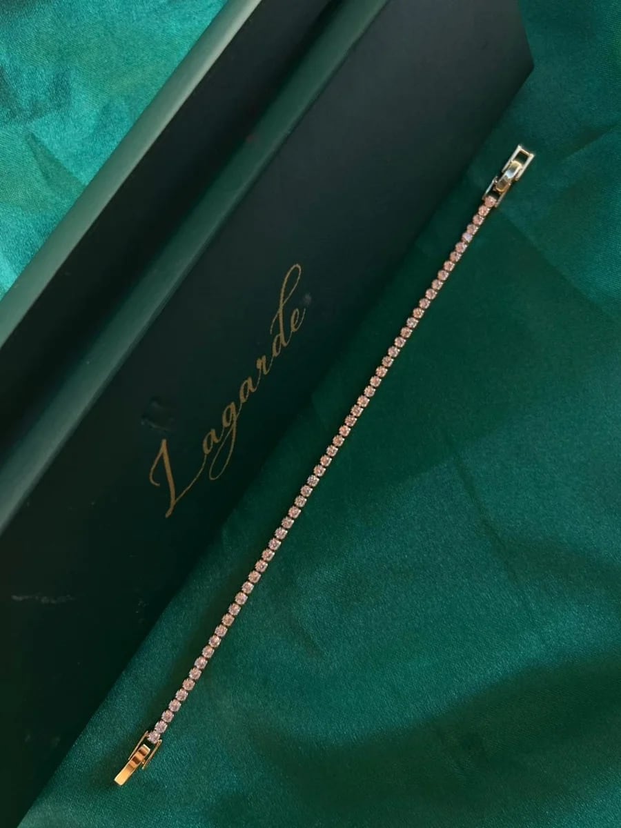 Pulsera Estilo Tennis de Piedra en Chapa de Oro 18k — vista 3