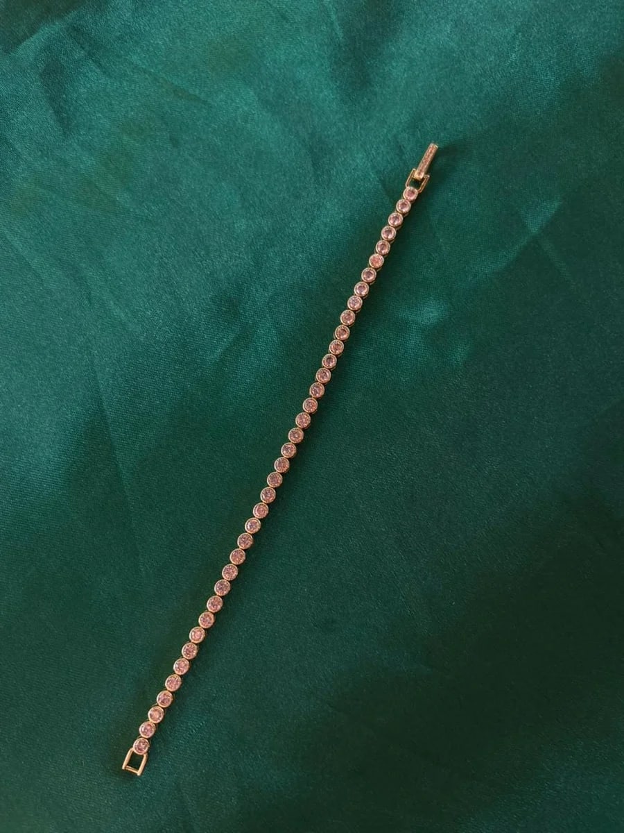 Pulsera Clásica Estilo Tenis Circonias Redondas Chapa de Oro 18k — vista 5