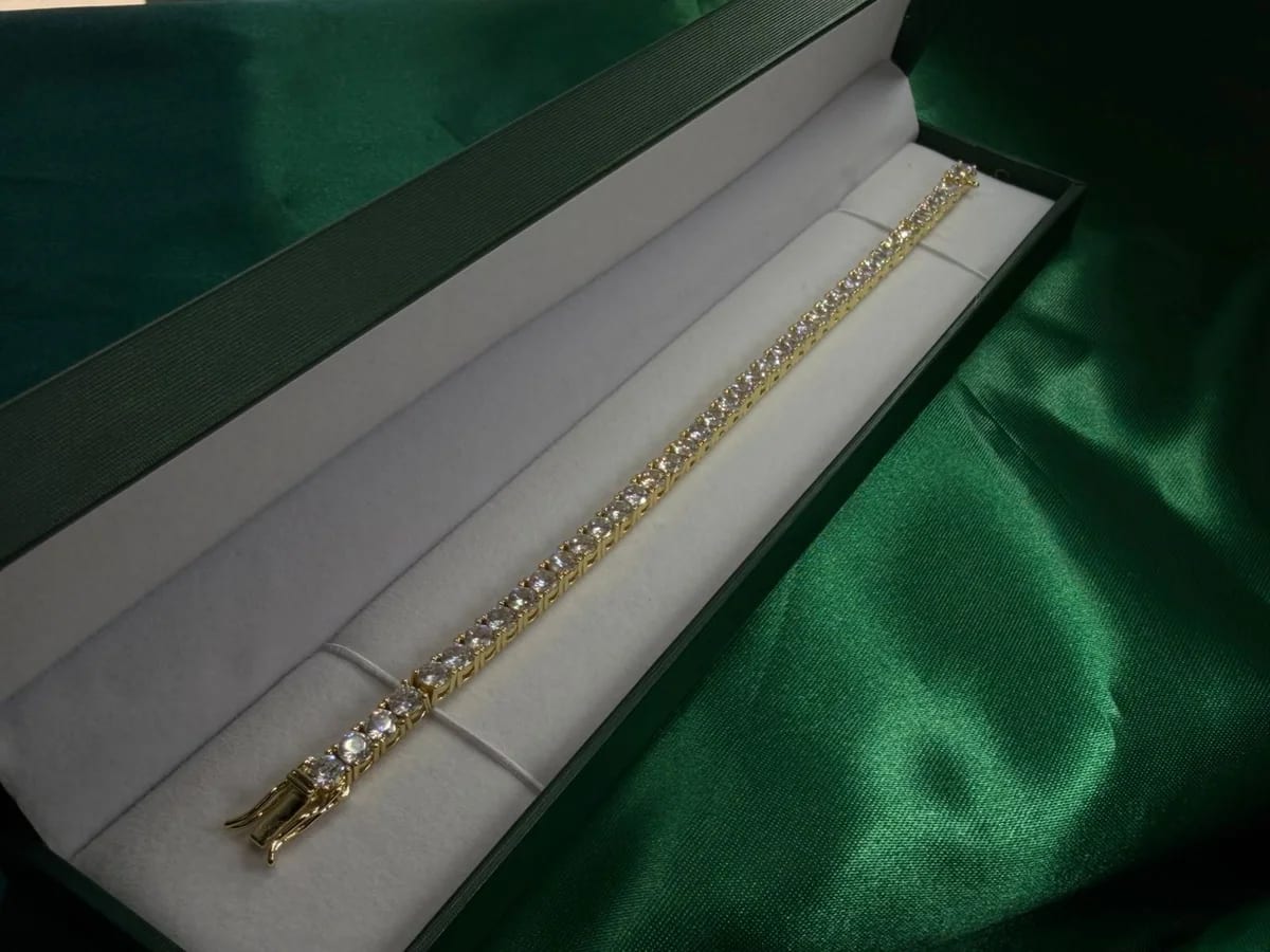 Pulsera Estilo Tennis de Piedra en Chapa de Oro 18k — vista 2