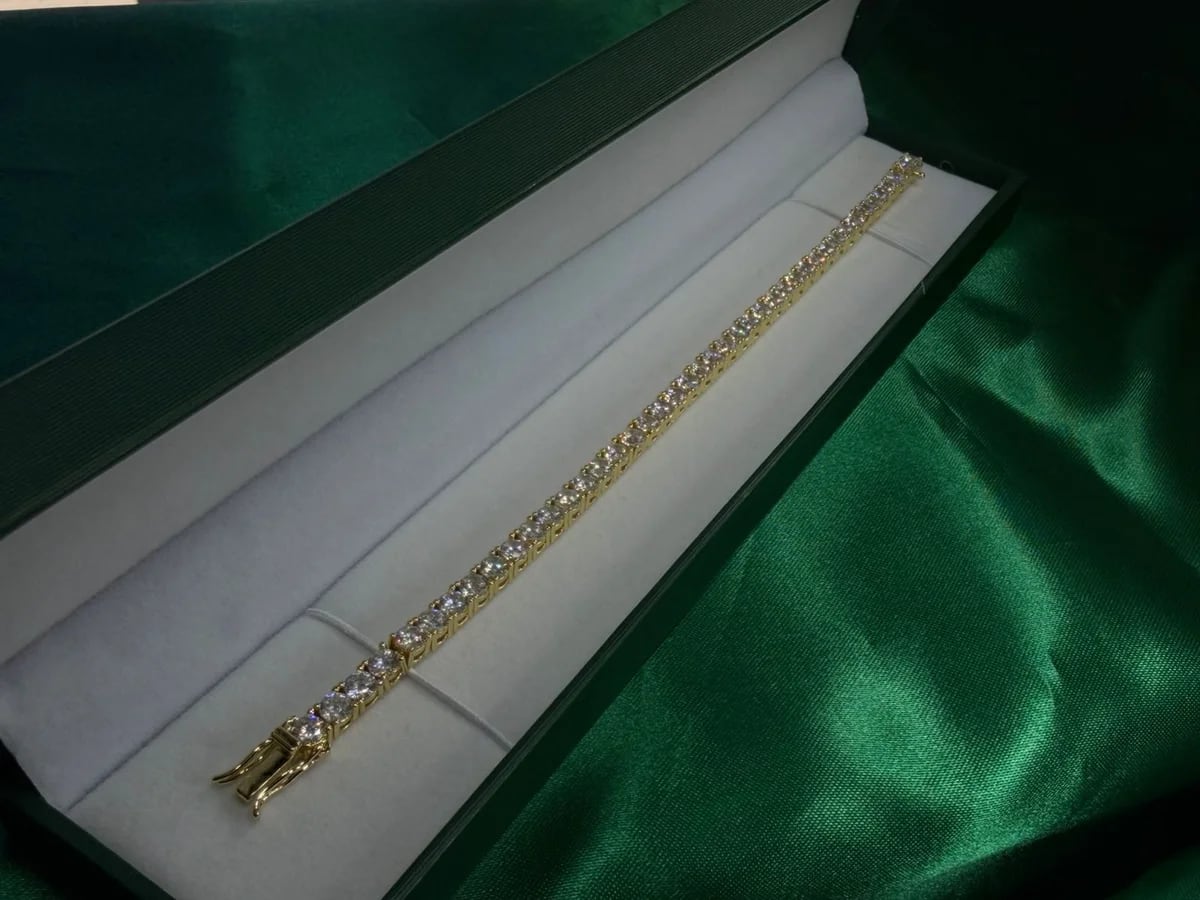 Pulsera Estilo Tennis de Piedra en Chapa de Oro 18k — vista 4