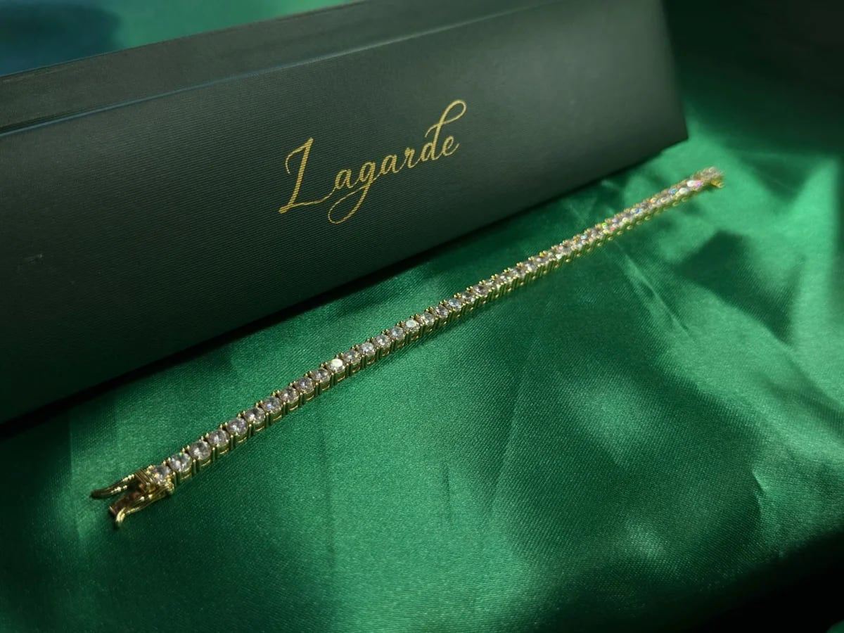 Pulsera Estilo Tennis de Piedra en Chapa de Oro 18k — vista 5