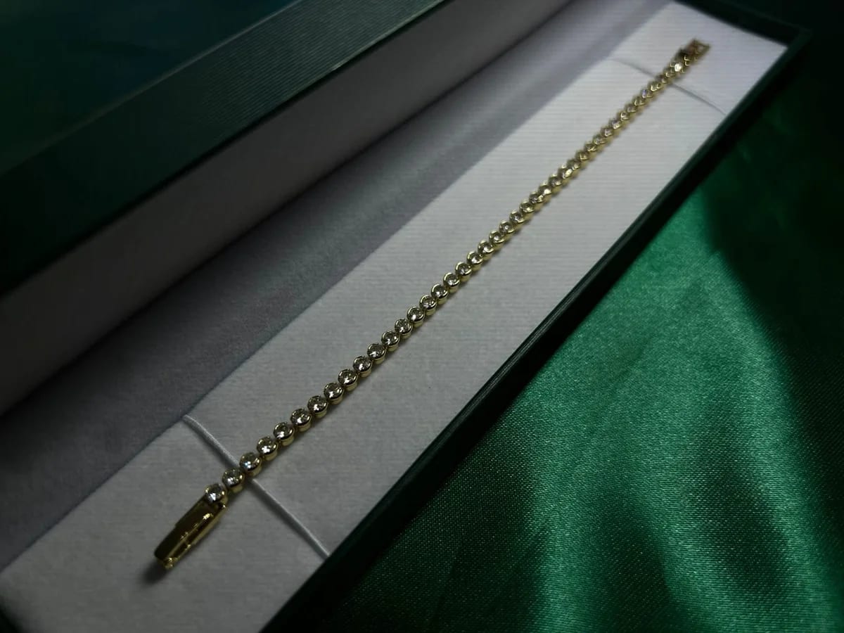 Pulsera Estilo Tennis de Piedra en Chapa de Oro 18k — vista 2