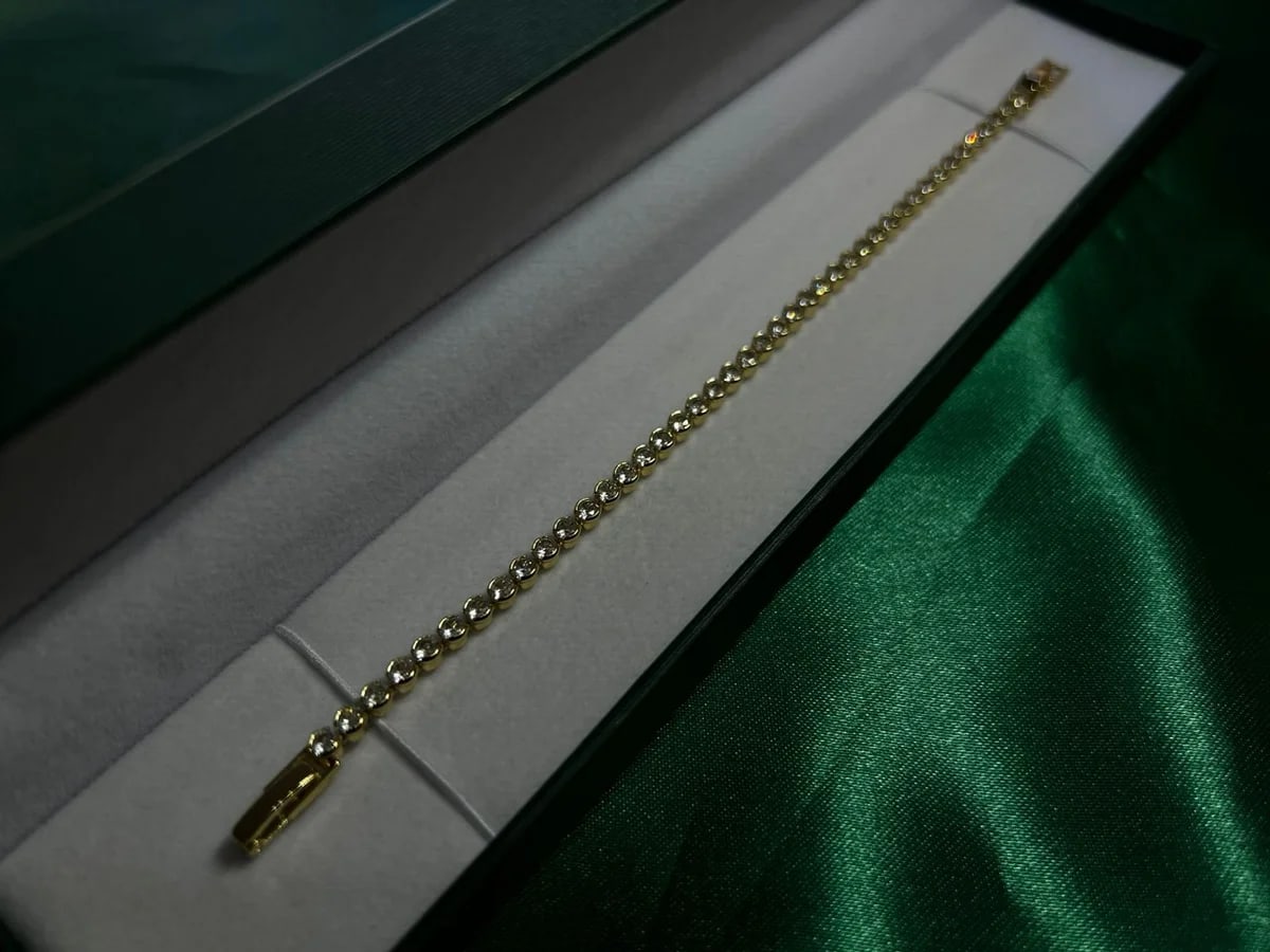 Pulsera Estilo Tennis de Piedra en Chapa de Oro 18k — vista 3