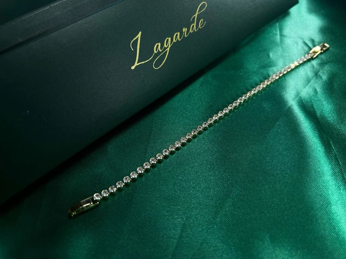 Pulsera Estilo Tennis de Piedra en Chapa de Oro 18k — vista 4