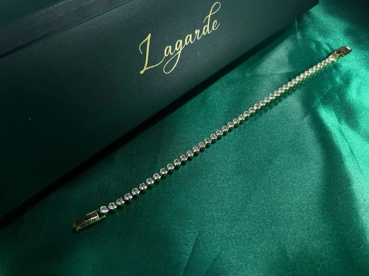 Pulsera Estilo Tennis de Piedra en Chapa de Oro 18k — vista 5