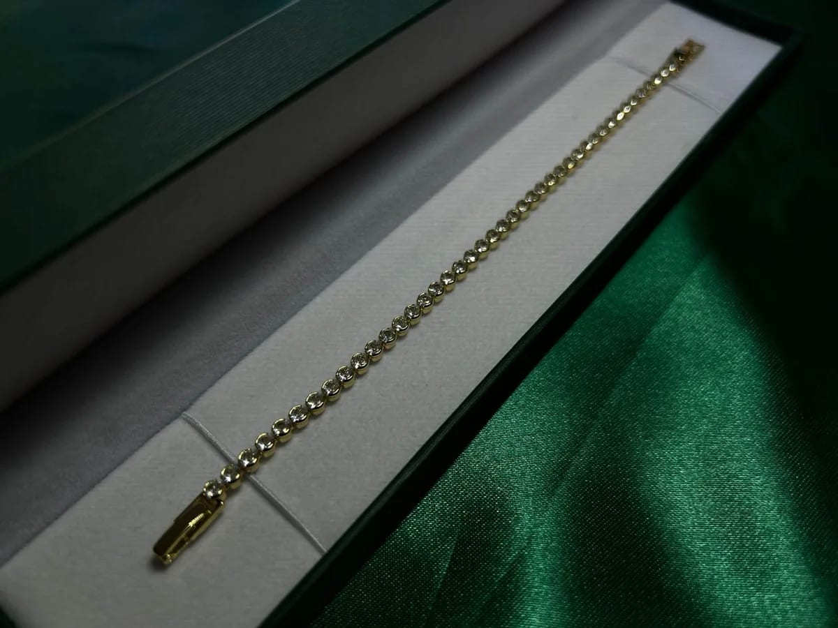 Pulsera Estilo Tennis de Piedra en Chapa de Oro 18k — vista 6