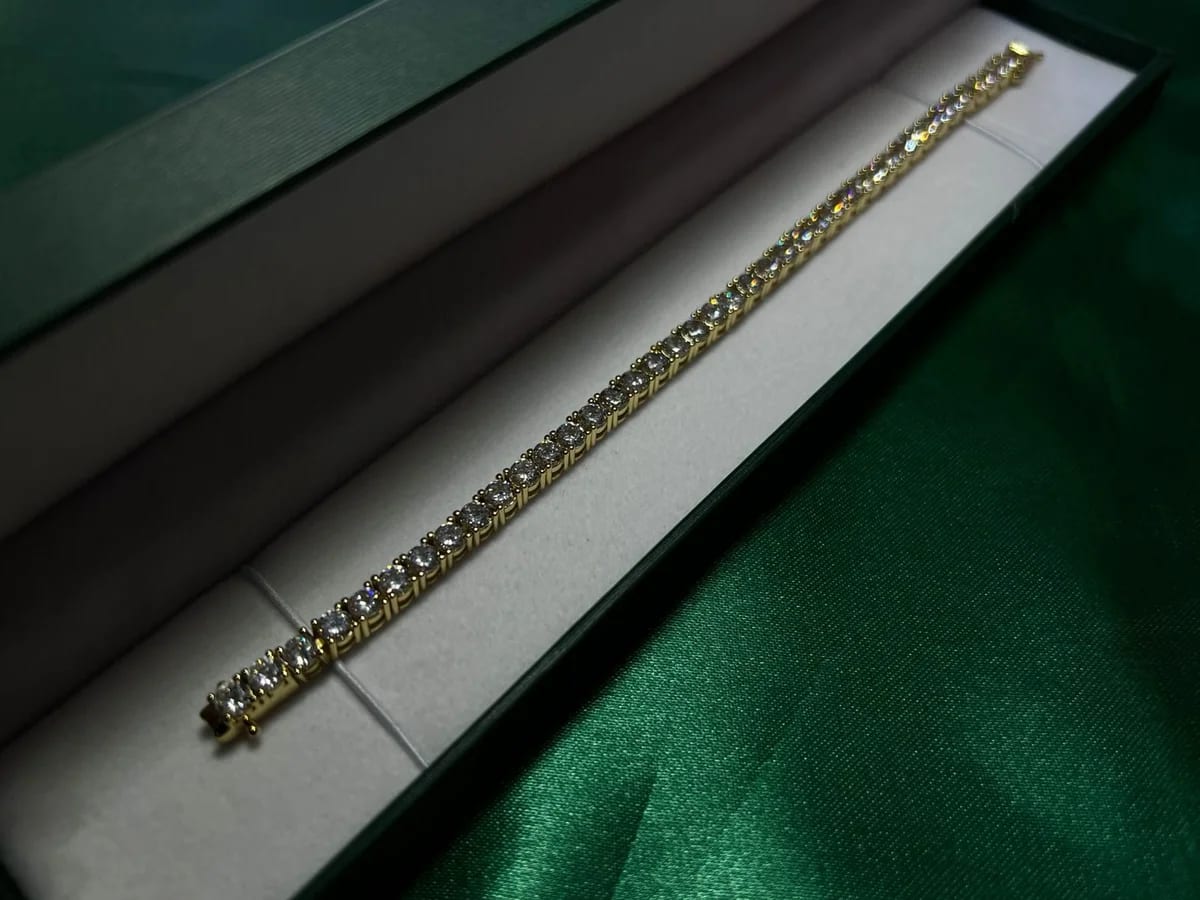 Pulsera Estilo Tennis de Piedra en Chapa de Oro 18k — vista 2