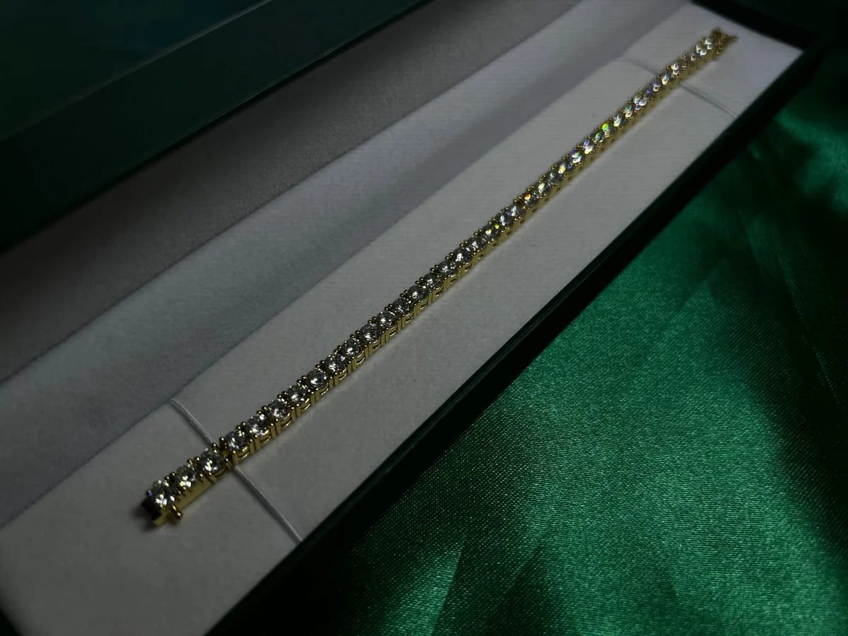 Pulsera Estilo Tennis de Piedra en Chapa de Oro 18k — vista 3