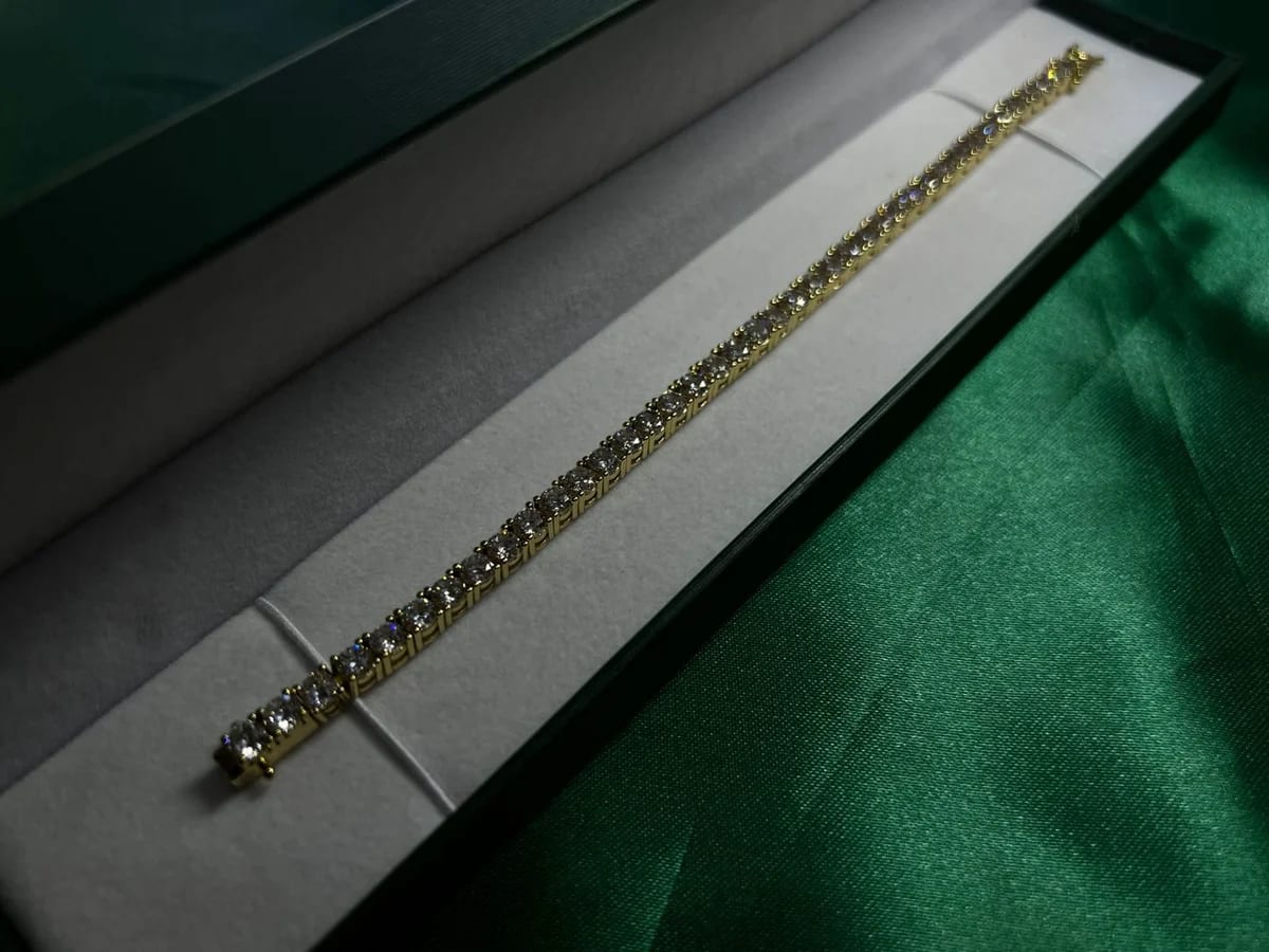 Pulsera Estilo Tennis de Piedra en Chapa de Oro 18k — vista 4