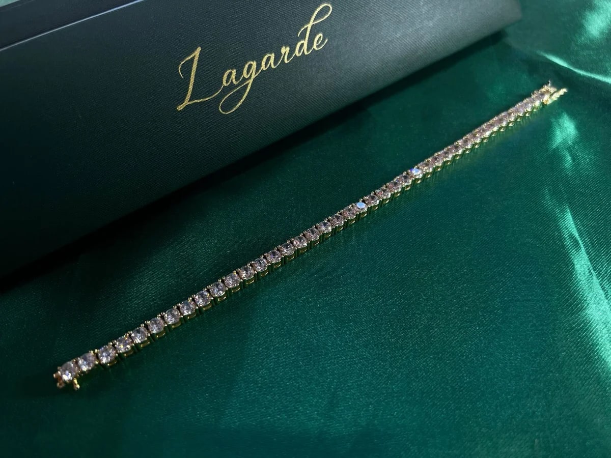 Pulsera Estilo Tennis de Piedra en Chapa de Oro 18k — vista 5