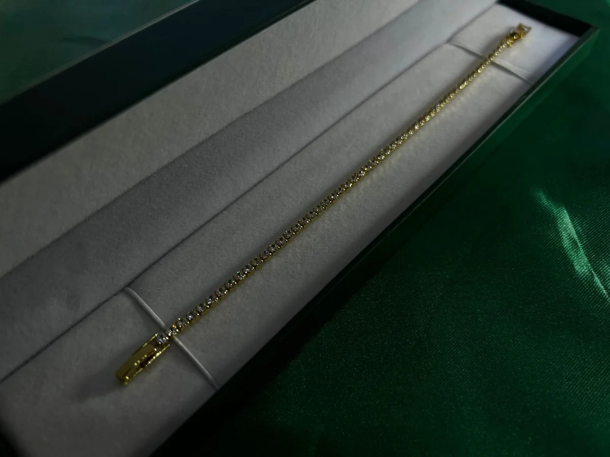Pulsera Estilo Tennis de Piedra en Chapa de Oro 18k — vista 2