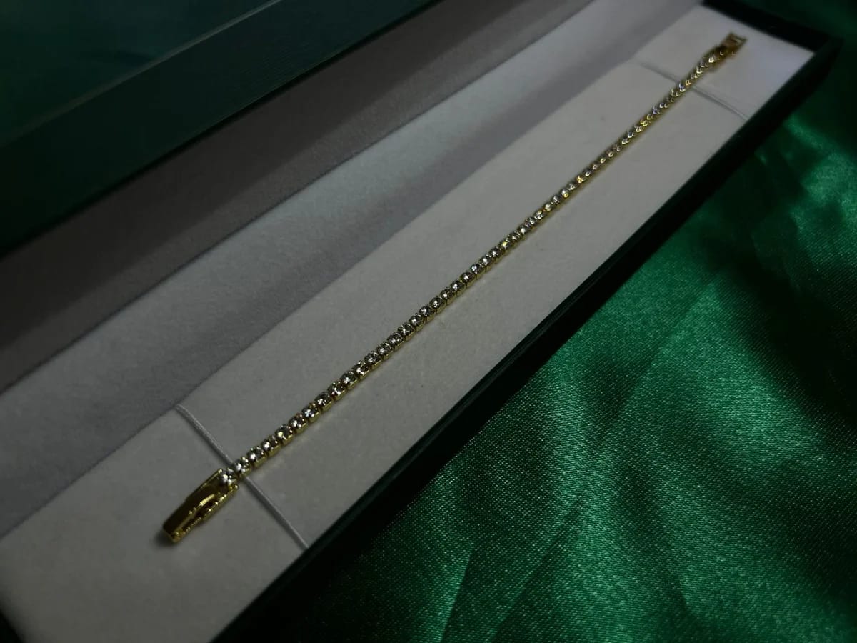 Pulsera Estilo Tennis de Piedra en Chapa de Oro 18k — vista 3