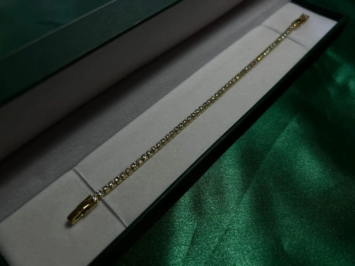 Pulsera Estilo Tennis de Piedra en Chapa de Oro 18k — vista 5