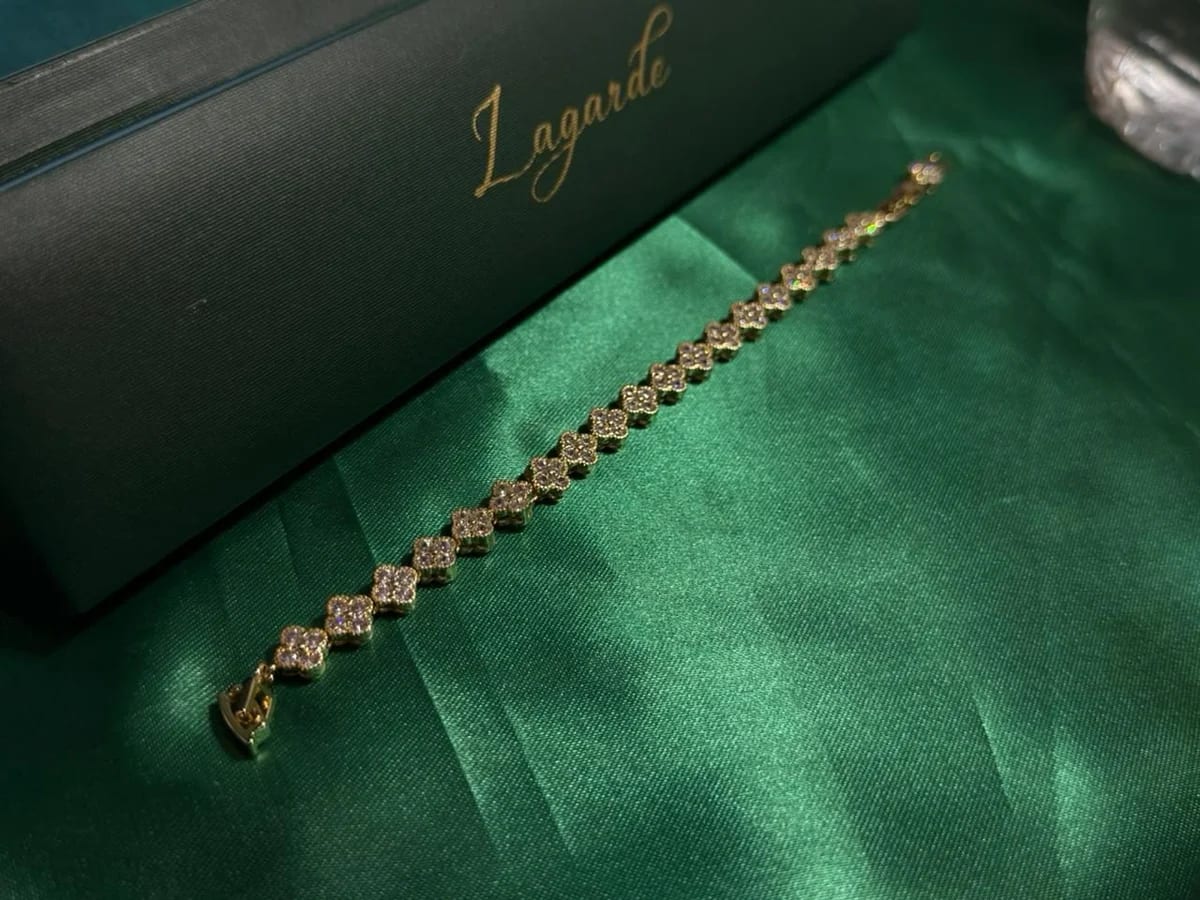 Pulsera Cadena de Flores Brillantes Chapa de Oro 18k — vista 7